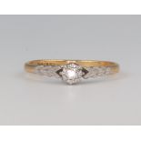An 18ct yellow gold illusion set single stone diamond ring approx. 0.04ct, 2.3 grams, size Q
