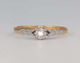 An 18ct yellow gold illusion set single stone diamond ring approx. 0.04ct, 2.3 grams, size Q