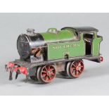A Hornby O gauge clockwork M3 tank locomotive Southern E 126 in green together with track