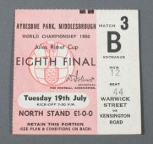 A ticket from the 1966 Football World Cup, Group 4 match between North Korea and Italy