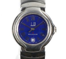 A lady's steel cased Dunhill Millennium calendar wristwatch on a ditto bracelet
