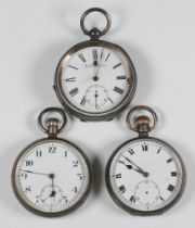 A silver cased mechanical pocket watch the seconds at 6 o'clock Birmingham 1935, 2 others (a/f)