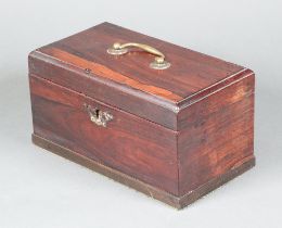 A 19th Century rectangular rosewood tea caddy with 3 compartments and hinged lid 13cm h x 24cm w x