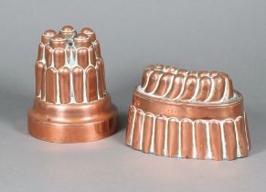 A Benham Victorian jelly mould with sceptre mark 465 13cm x 12cm and a 19th Century oval ribbed