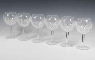 Six Waterford Lismore pattern globular wine glasses 19cm