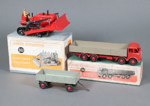 Dinky Supertoys, a Foden diesel 8 wheeled wagon with red cabin chassis and ridged hubs and hook, (