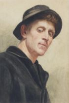 E Ashworth 1910, watercolour signed, study of a gentleman 35cm x 23cm