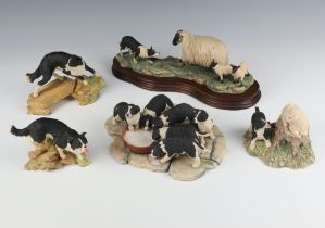 An Aynsley composition figure of a sheepdog 9cm, a ditto 10cm, a Border Fine Arts sheep dog puppy