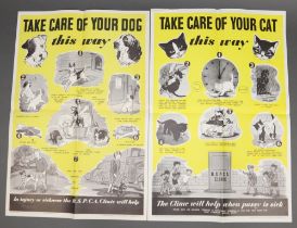 Posters - "Take Care of Your Cat This Way" issued by the RSPCA, printed by Leonard Ripley & Co