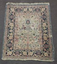 A white, blue and pink ground rug with rectangular floral panel to the centre 98cm x 80cm The rug