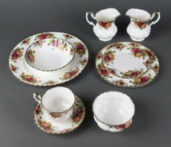 A Royal Albert Old Country Roses part tea and dinner service comprising 12 tea cups, 12 saucers,