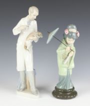 A Lladro figure of a Japanese lady 28cm, ditto of a Vet 30cm