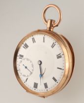 A 9ct yellow gold mechanical pocket watch with seconds at 6 o'clock contained in a 45mm case with