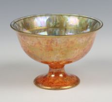 A Wedgwood orange ground lustre pedestal bowl decorated with dragons numbered 24825 9cm