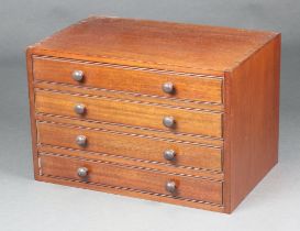 A Victorian mahogany collectors chest of 4 drawers, the first 3 drawers are fitted with pigeon