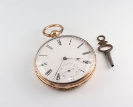 A yellow metal 14k key wind pocket watch the case numbered 38900 contained in a 45mm case The