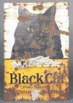 An enamelled advertising sign "Black Cat Pure Mature Virginia Cigarettes" 92cm x 61cm There is