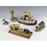 A Border Fine Arts figure of a shepherd and sheep dog 1982 17cm, ditto of a sheep dog by M Lang 1979