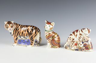 A Royal Crown Derby Imari pattern paperweight - Bengal tiger cub 10cm, a ditto Marmalade no.1256