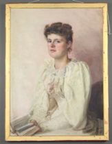 A C Douglas-Hamilton, June '91 Paris, oil on canvas, study of a young lady, signed and inscribed