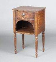 A 19th Century Georgian style bleached mahogany bow front bedside cabinet fitted a drawer above