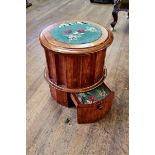 A VICTORIAN MAHOGANY CIRCULAR TWO-STEP COMMODE with fluted sides,