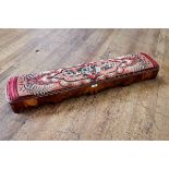 A VICTORIAN RECTANGULAR WALNUT FENDER STOOL with undulating frieze and drop in floral beadwork