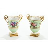A PAIR OF EARLY 19TH CENTURY BLOOR DERBY PORCELAIN CAMPANA SHAPED VASES,