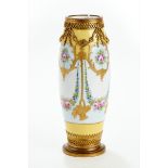 A LATE 19TH CENTURY FRENCH SEVRES TYPE PORCELAIN VASE painted with swags of flowers,