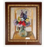 KERSHAW SCHOFIELD, 1875-1941, Oil on Canvas, Still Life of flowers in a glass Jug, signed,