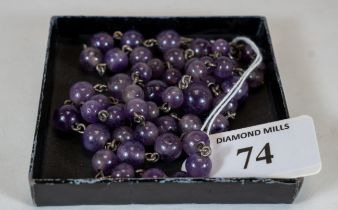 A vintage graduated Amethyst Bead Necklace, 68cms, est £30 - £40