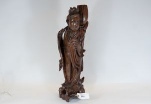 A large 19th century Chinese rootwood figure of Guan-Yin, circa 1920s, 52cms high. est £50 - £60.