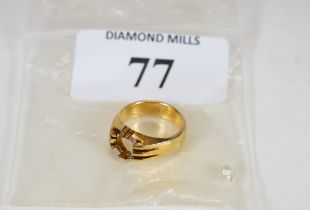 An 18ct yellow gold ring, stamped .750, claws damaged with loose diamonds, approx 6.4gms, est. £