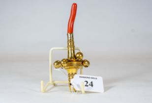 A Regency period silver-gilt baby's rattle mounted with six bells & a coral teether, maker: Mary