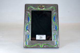 An Art Nouveau influence sterling silver & enamel photo frame, marked sterling, 19x1.5cms est. £60 -