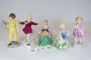 Four Royal Worchester porcelain figures entitled ''Only Me, May, January and Parakeet'' together