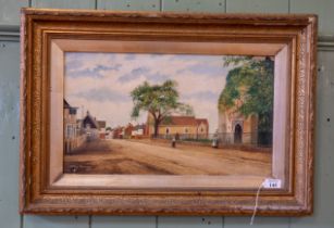 Wesley Burrows, 1908, oil on canvas, Trimly High Rd, signed & dated, 29cm x 50cms, in a gilt