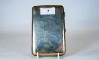 A silver cigarette case, presented to Lieutenant E Norkett, Chester 1914 6 ½ ozs. Est £60 - £90.