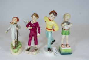 Four Royal Worcester porcelain figurines entitled ''Tuesday's Child, Thursday's Child, Friday's