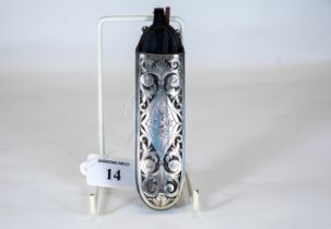 A Victorian engraved silver overlaid spectacle case with suspension belt hooks, maker: George Unite,