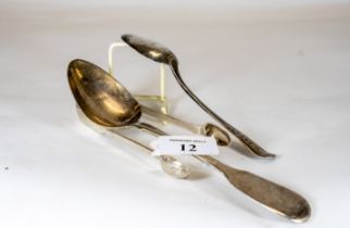 A Victorian silver fiddle pattern tablespoon, maker: -RB, London, 1846, a Georgian silver dessert