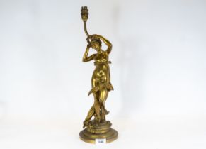 W Rosch, mod, P. Stotz, a late 19th century gilded bronze figure of a female nude with drapery &