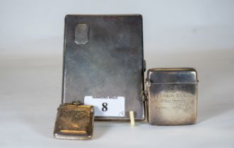 A silver cigarette case, maker W&H, Sheffield 1930, a silver Asprey match case, Birmingham, marks
