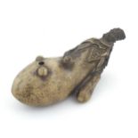 A Chinese stoneware water dropper / dripping vessel modelled as an aubergine / eggplant with