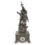 A spelter mantel clock commemorating 'The Last Stand' after the siege of Khartoum. Approx. 37"