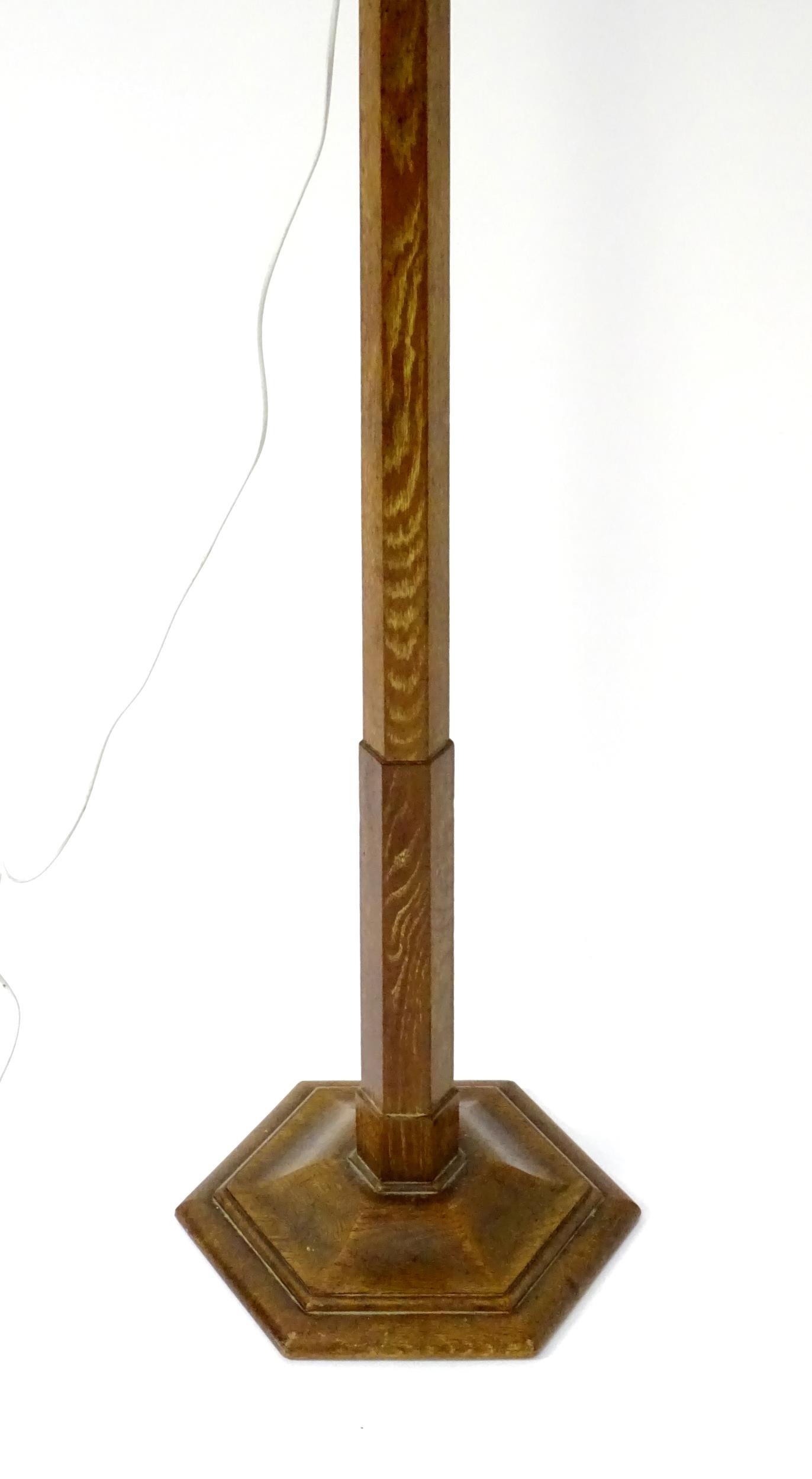 An Art Deco standard oil lamp attributed to Heal's of London, converted to electricity, the limed - Image 6 of 11