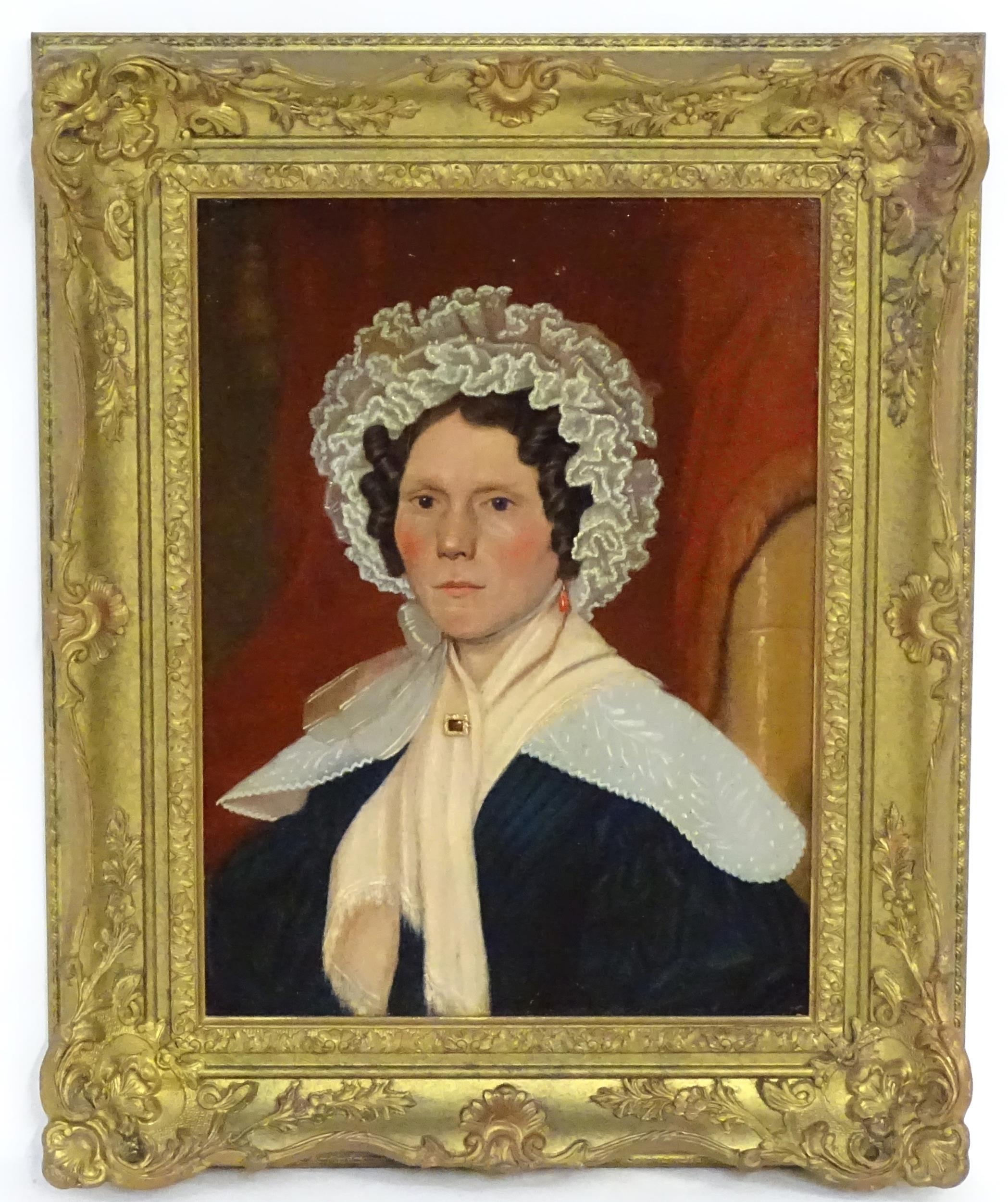 19th century, Victorian School, Oil on panel, A portrait of Mrs Sarah Whales taken in her forty