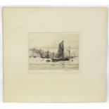 Robert Henry Smith, 19th century, Etching, Cornish harbour scene with boats. Signed in pencil under.