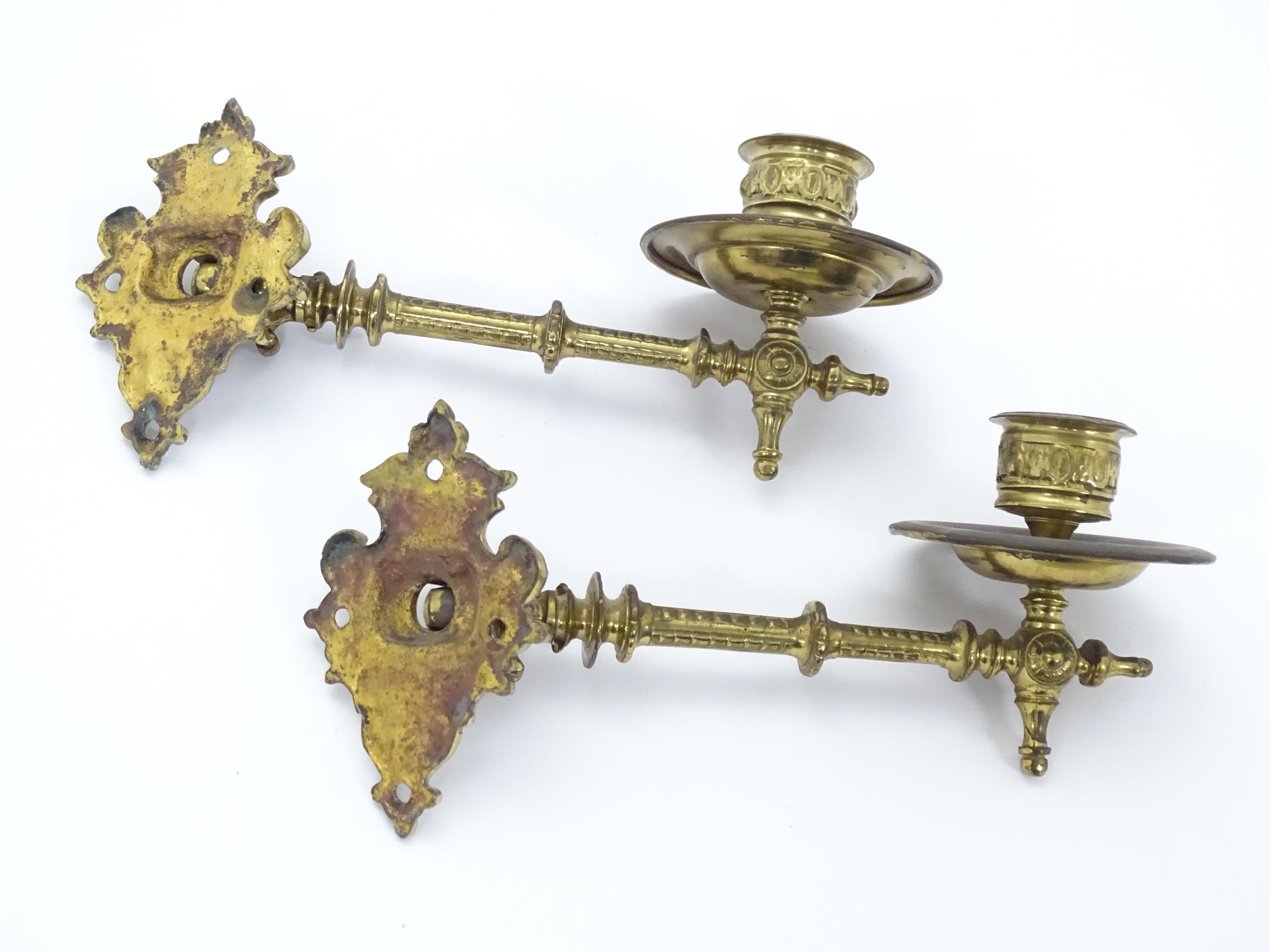 A pair of Victorian brass piano sconces, each with adjustable arms, protruding approx 7 1/4" (2) - Image 2 of 4