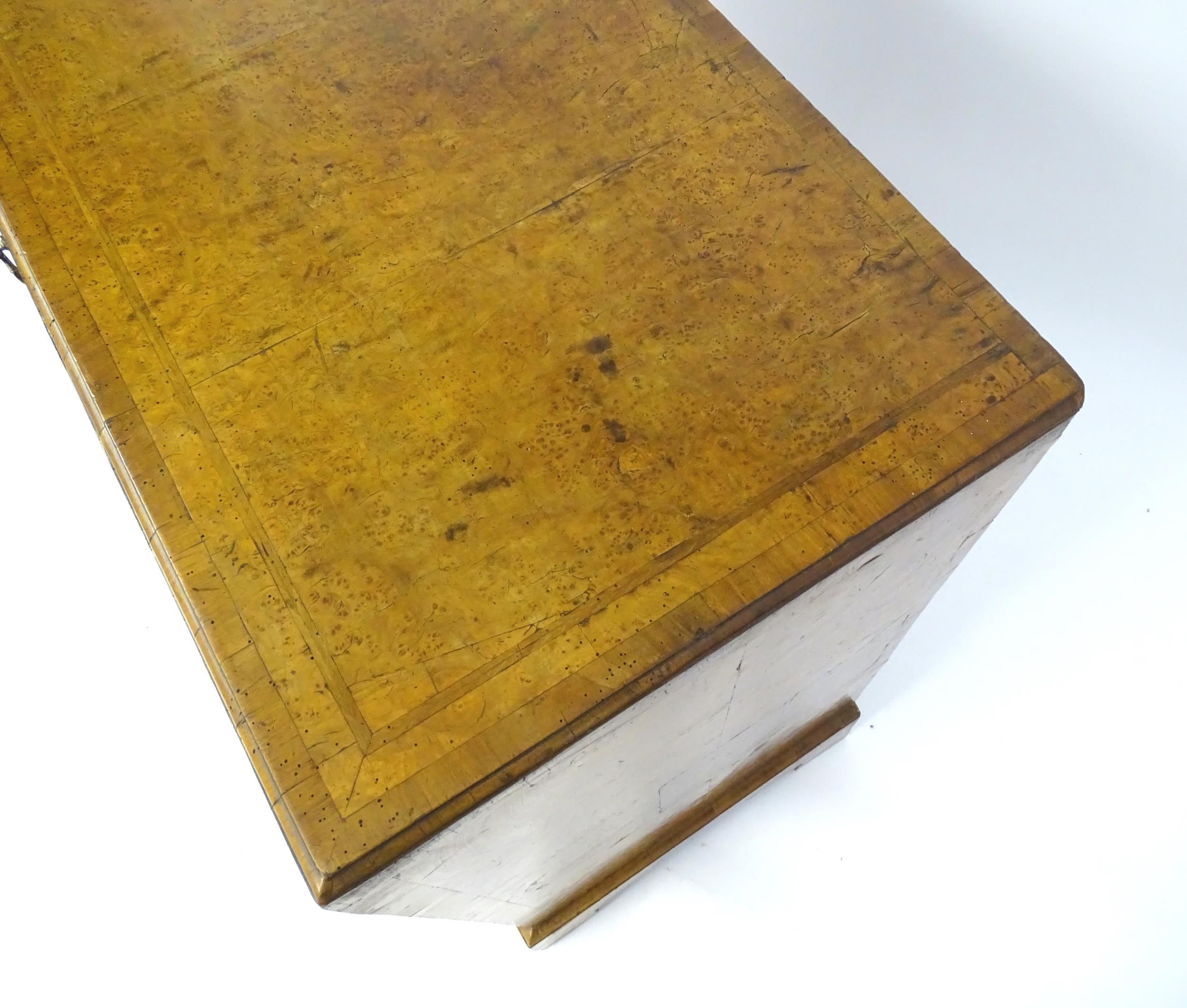 A George III walnut chest of drawers, the chest having a crossbanded top above three short over - Image 11 of 12